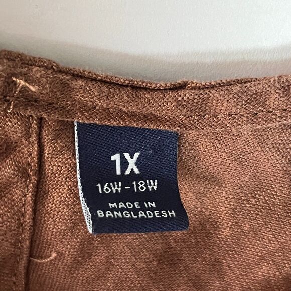 Lands' End Linen Dress 1X Sleeveless Shift Resort Beachy Lagenlook Minimal - Picture 3 of 11